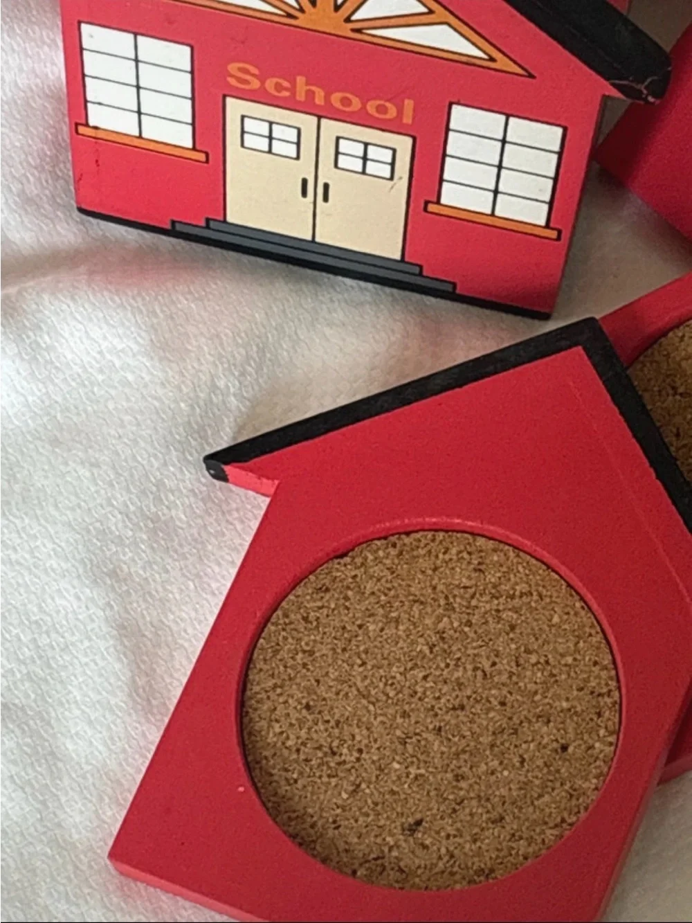 Teachers are Special Red Schoolhouse Coaster Set with Holder - Home or Classroom